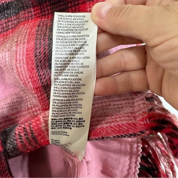 - NWT Anthropologie Maeve Red Pink Blue Plaid Fringed Skirt - Picture 10 of 13